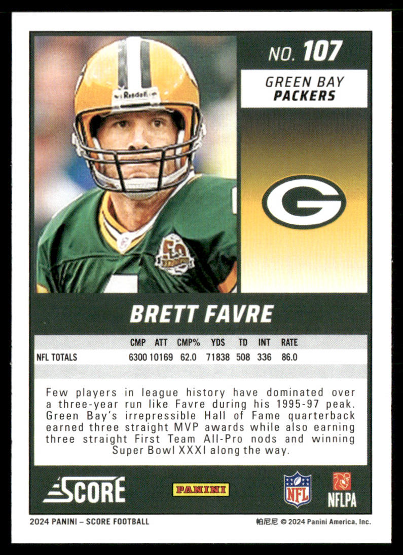 Brett Favre 2024 Score #107 Green Bay Packers