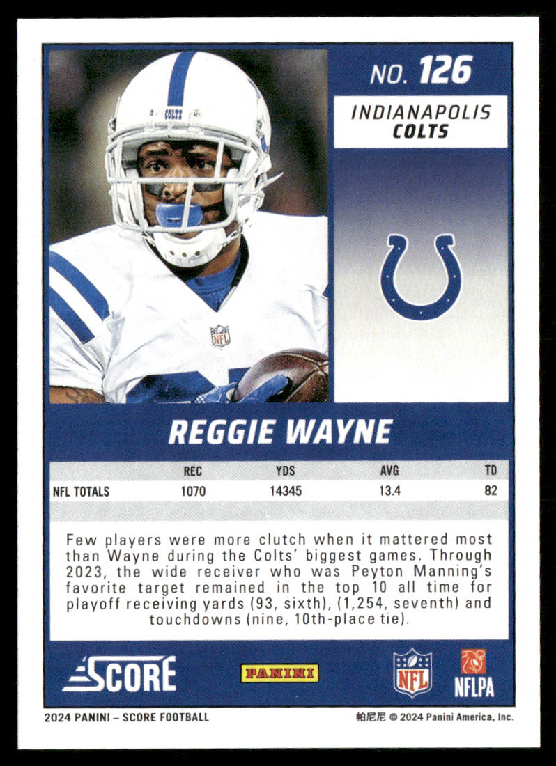 Reggie Wayne 2024 Score #126 Indianapolis Colts