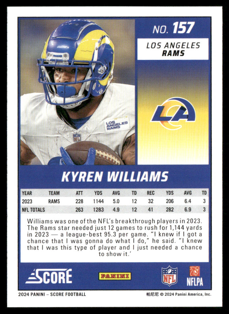 Kyren Williams 2024 Score #157 Los Angeles Rams