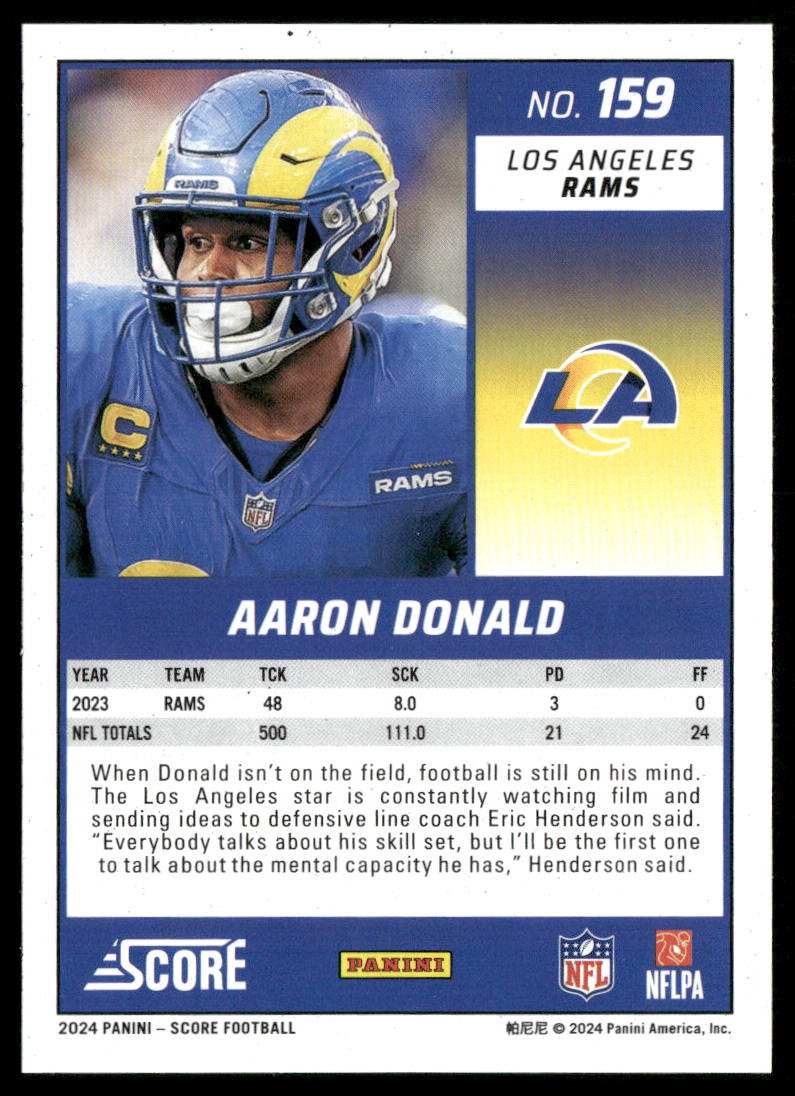 Aaron Donald 2024 Score #159 Los Angeles Rams