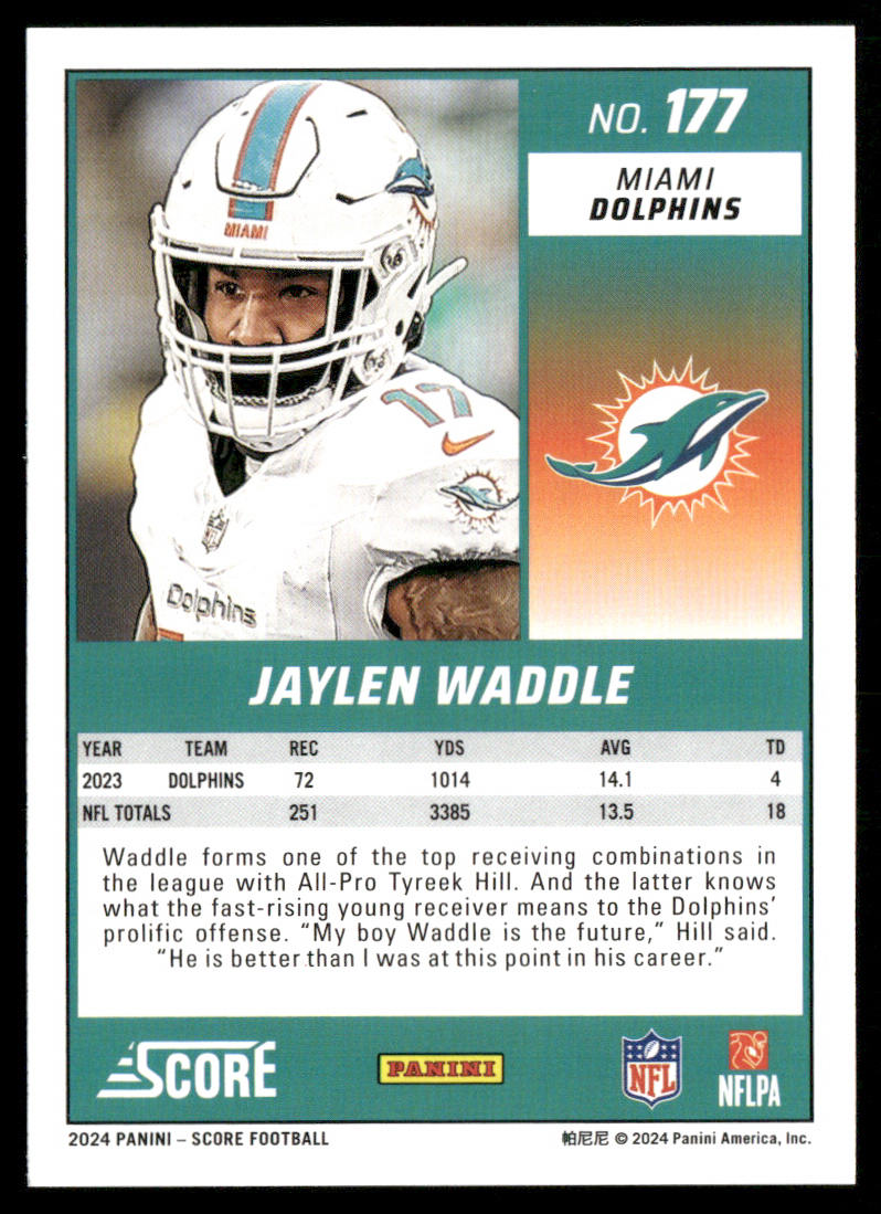 Jaylen Waddle 2024 Score #177 Miami Dolphins