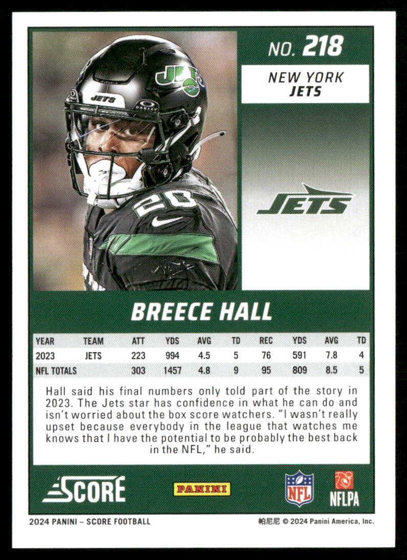 Breece Hall 2024 Score #218 New York Jets