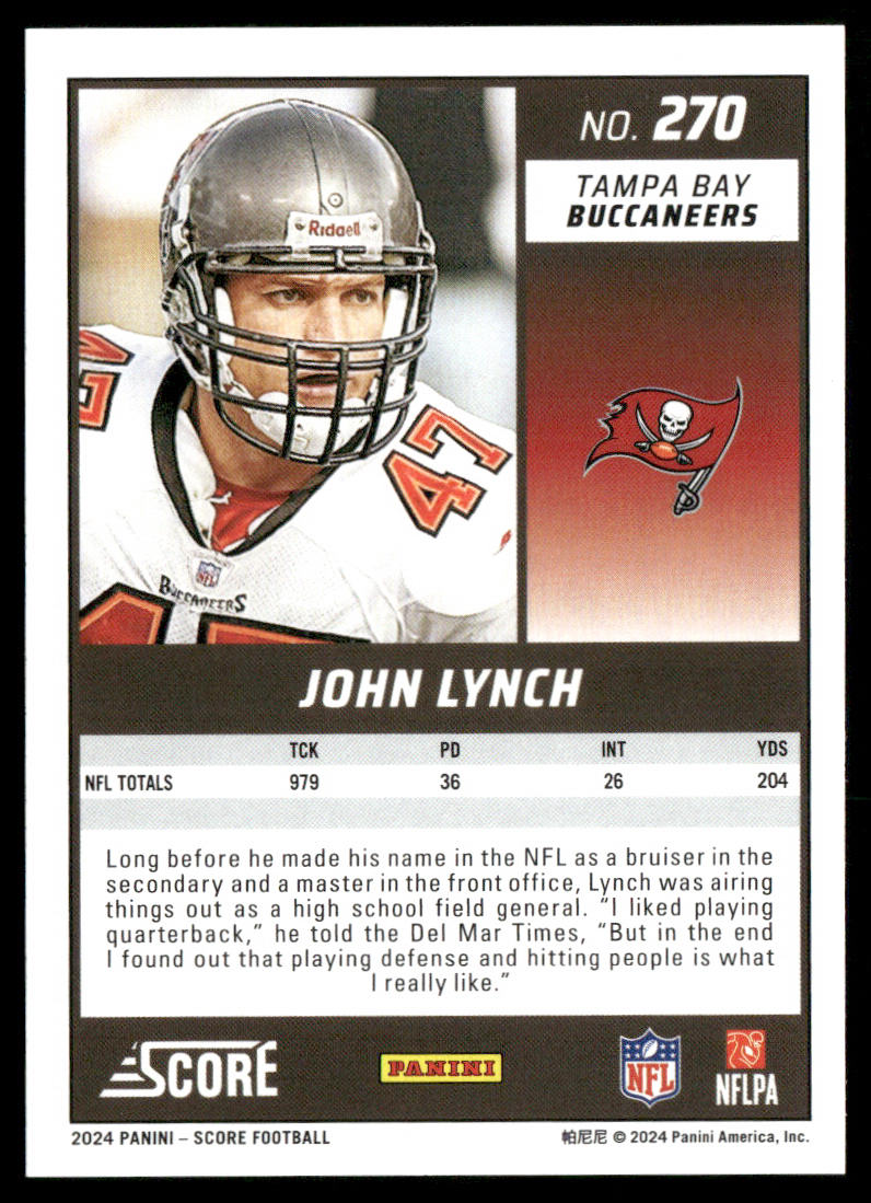 John Lynch 2024 Score #270 Tampa Bay Buccaneers