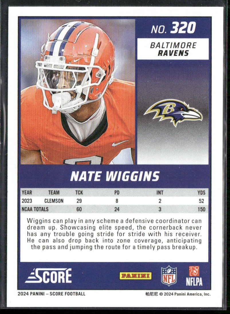 Nate Wiggins 2024 Score #320 RC Baltimore Ravens
