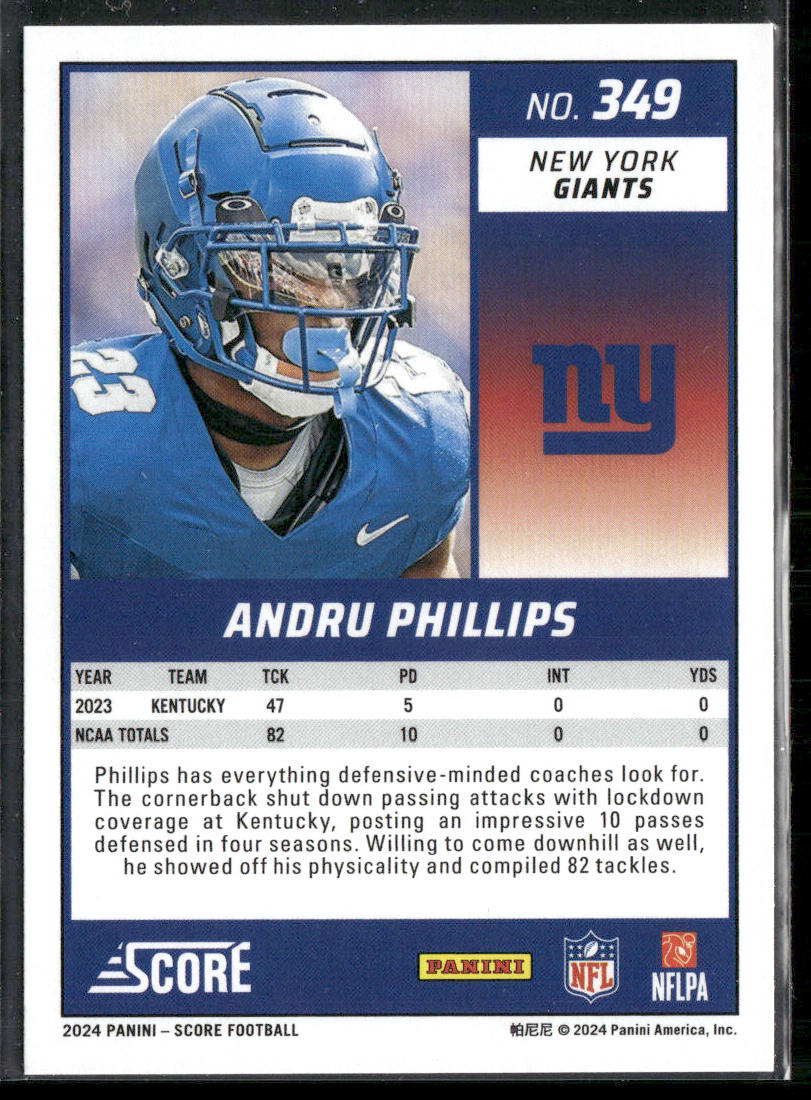 Andru Phillips 2024 Score #349 RC New York Giants