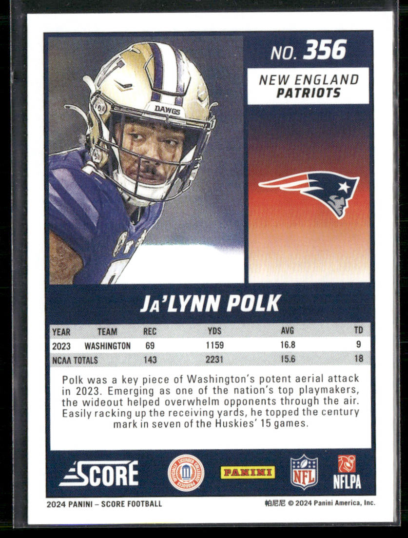 Ja'Lynn Polk 2024 Score #356 RC New England Patriots