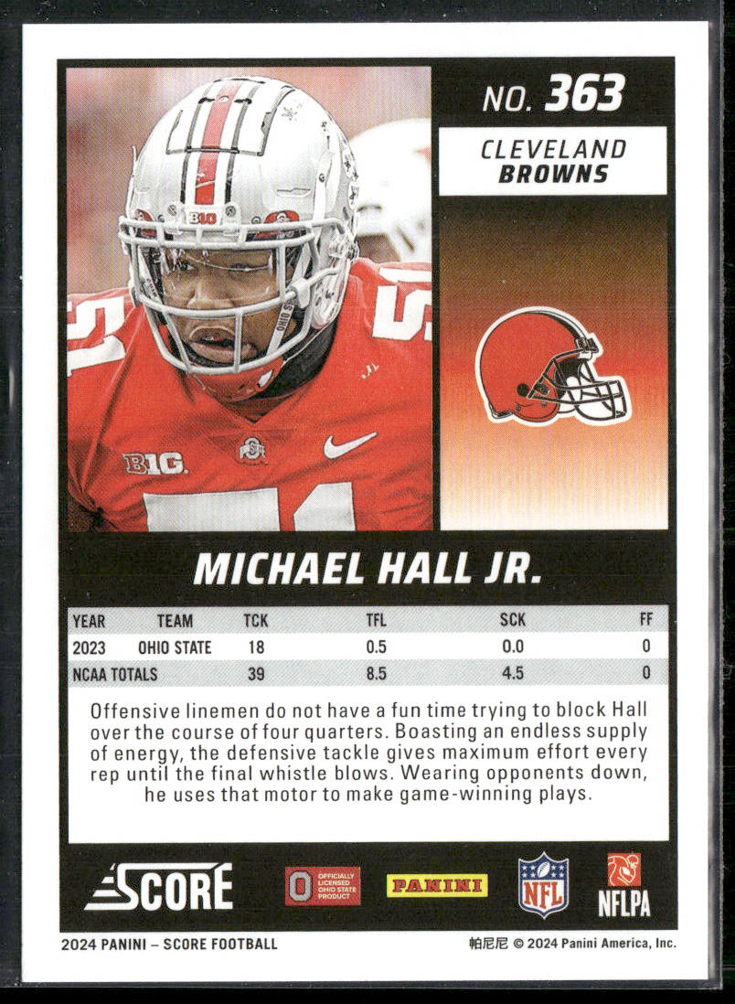Michael Hall Jr. 2024 Score #363 RC Cleveland Browns
