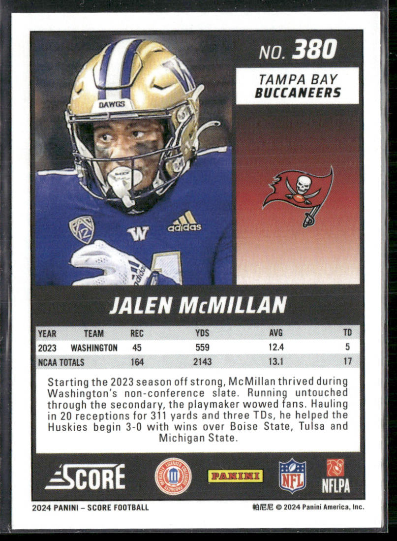 Jalen McMillan 2024 Score #380 RC Tampa Bay Buccaneers