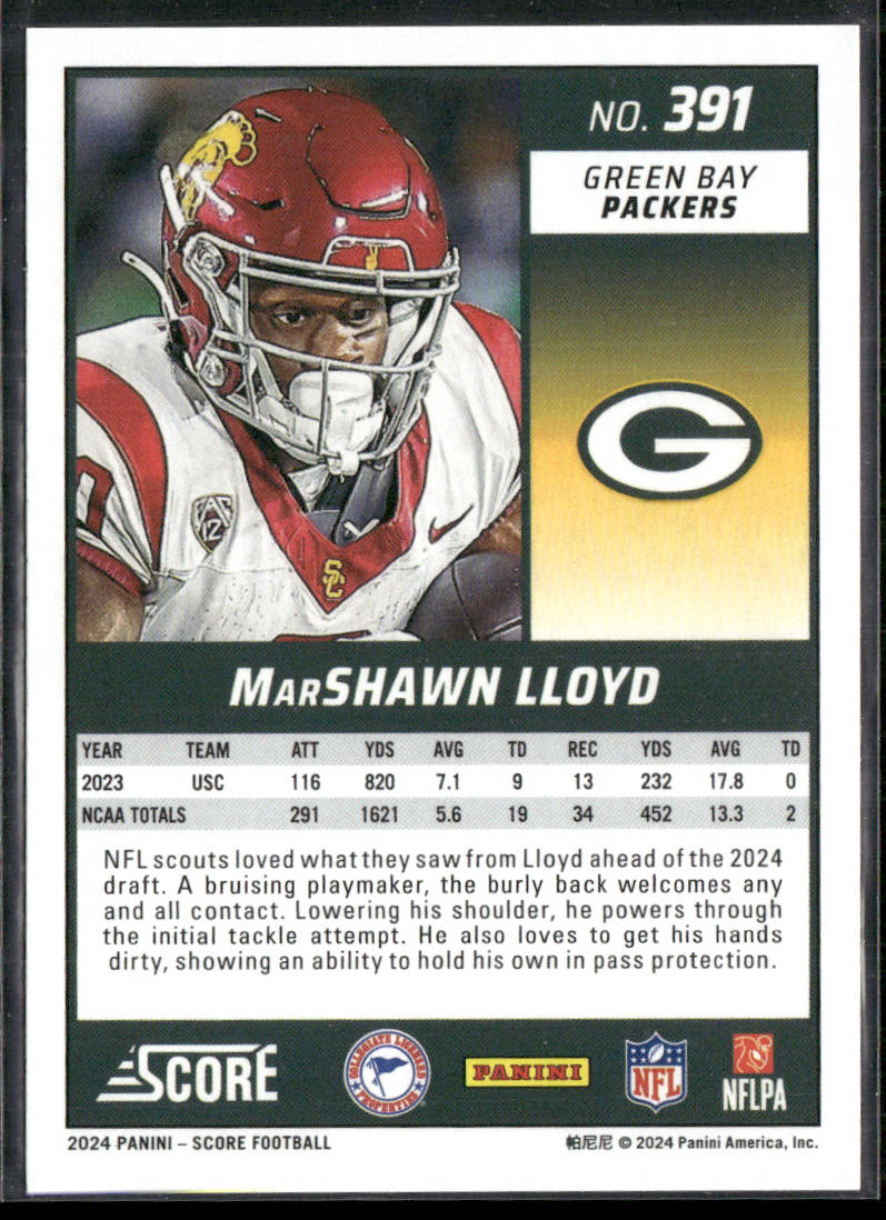 MarShawn Lloyd 2024 Score #391 RC Green Bay Packers