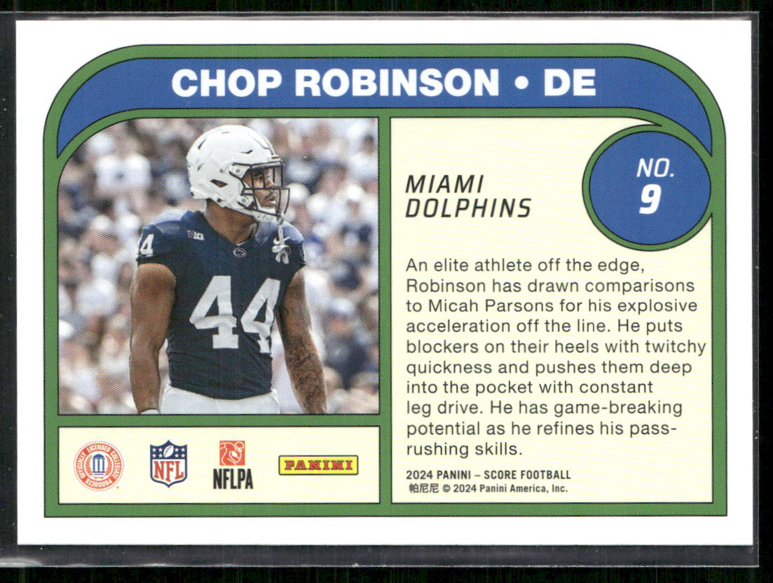 Chop Robinson 2024 Score Protential Gold #9 Miami Dolphins