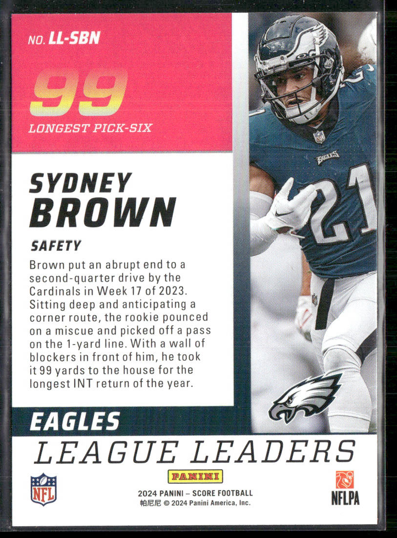 Sydney Brown 2024 Score League Leaders #LL-SBN Philadelphia Eagles