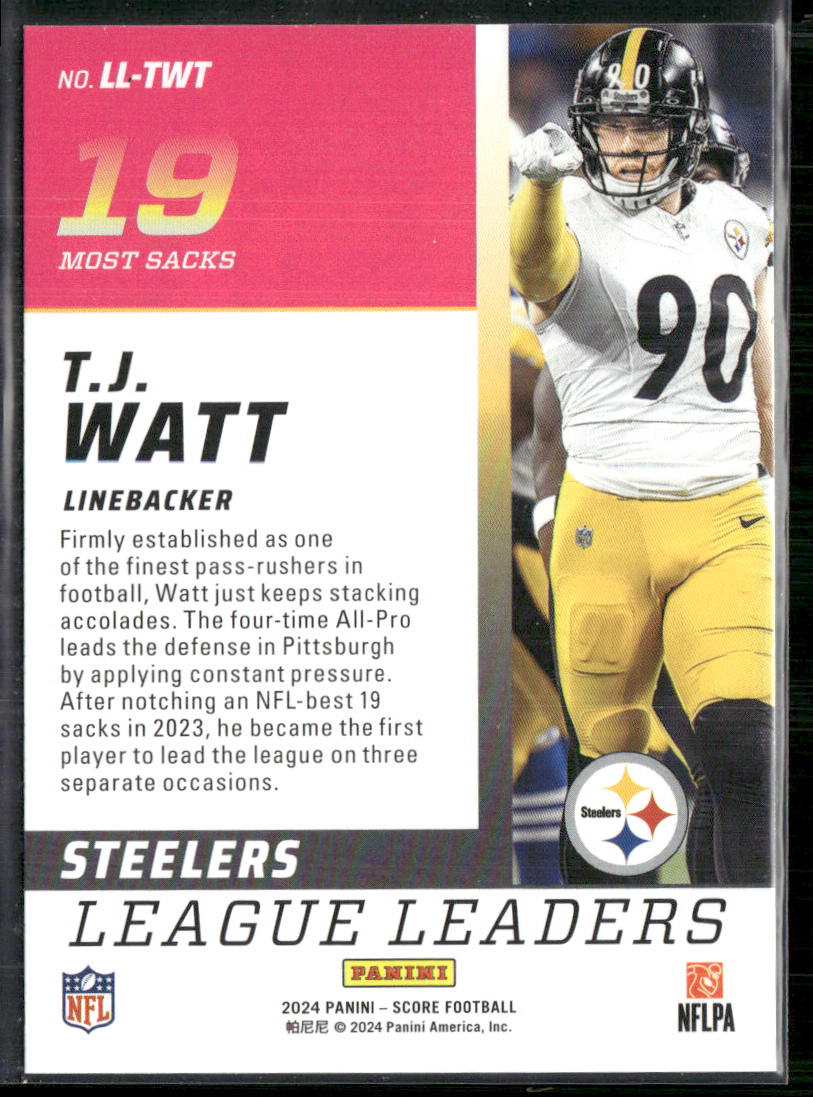 T.J. Watt 2024 Score League Leaders #LL-TWT Pittsburgh Steelers