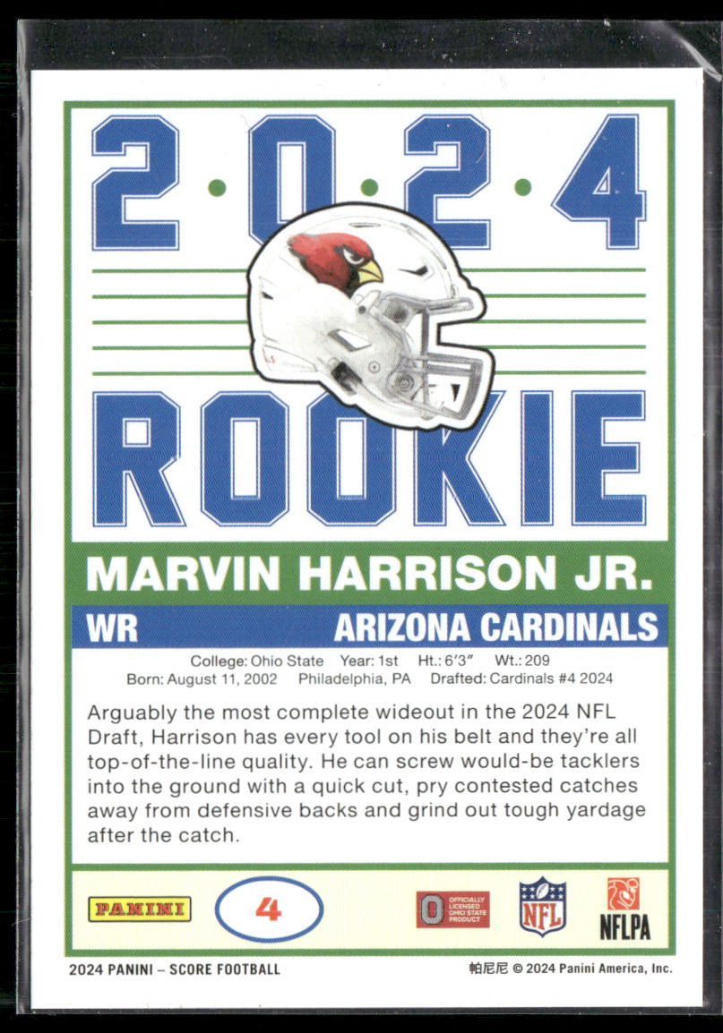 Marvin Harrison Jr. 2024 Score 35th Anniversary Rookies #4 Arizona Cardinals