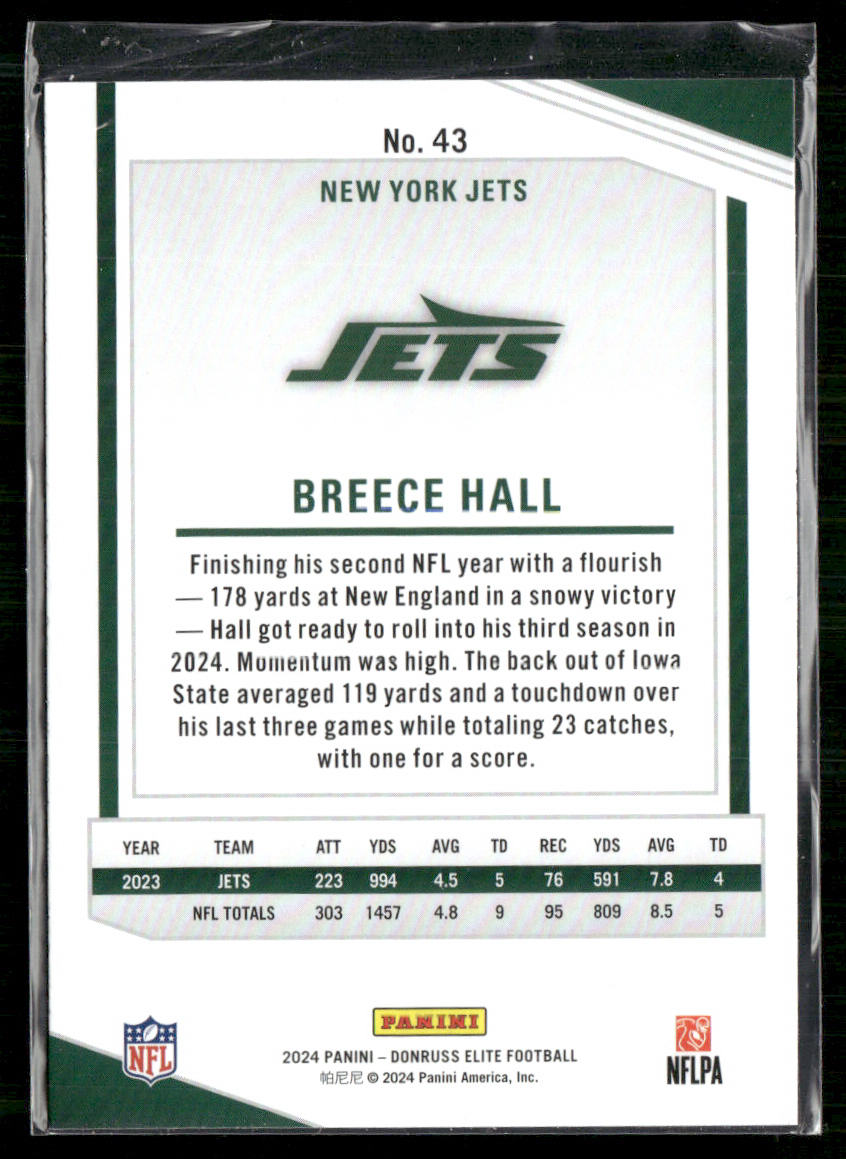 Breece Hall 2024 Donruss Elite #43 New York Jets
