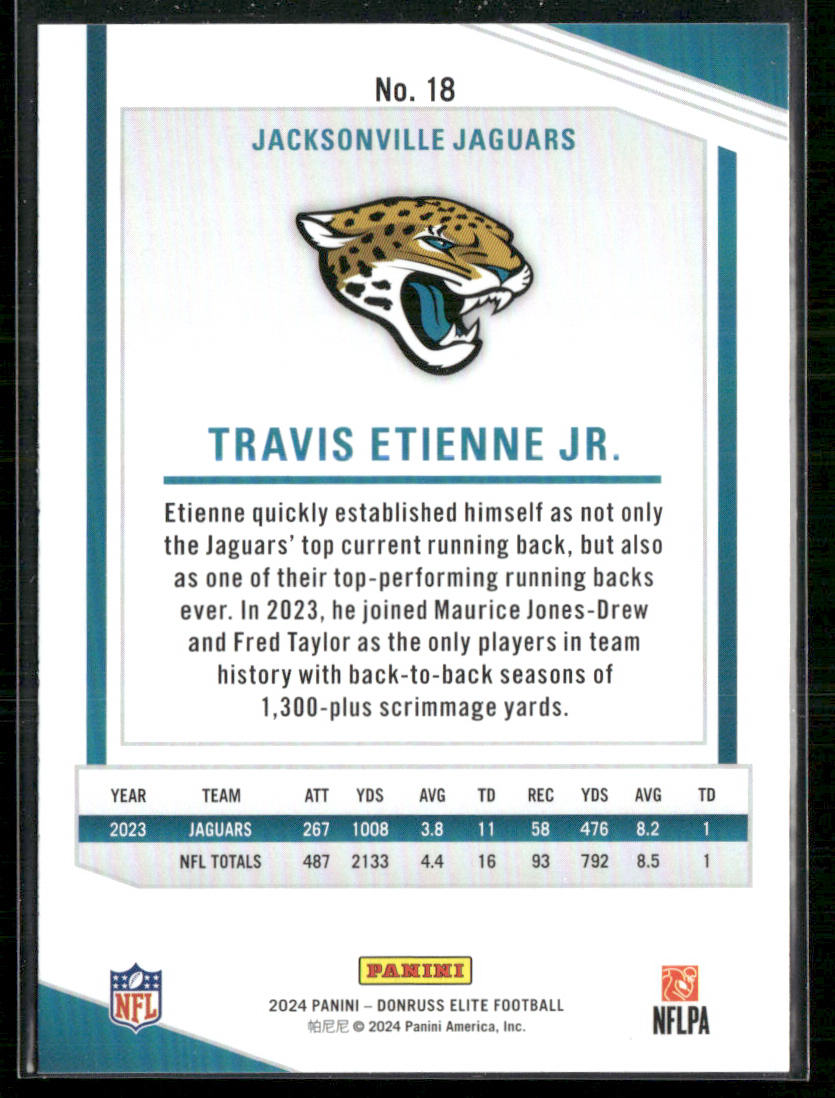 Travis Etienne Jr. 2024 Donruss Elite #18 Jacksonville Jaguars