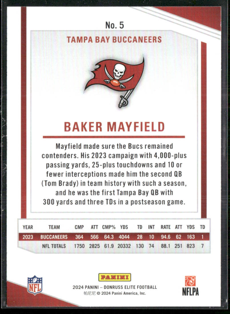 Baker Mayfield 2024 Donruss Elite #5 Tampa Bay Buccaneers