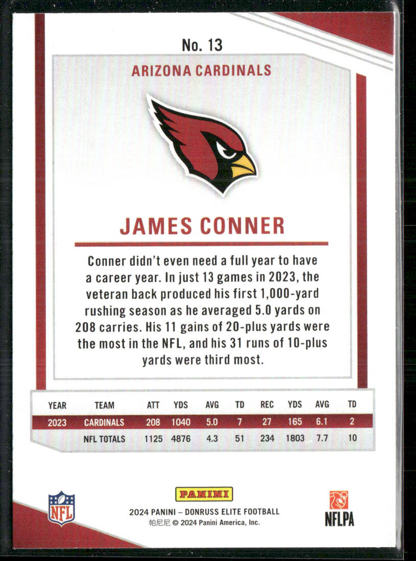 James Conner 2024 Donruss Elite #13 Arizona Cardinals