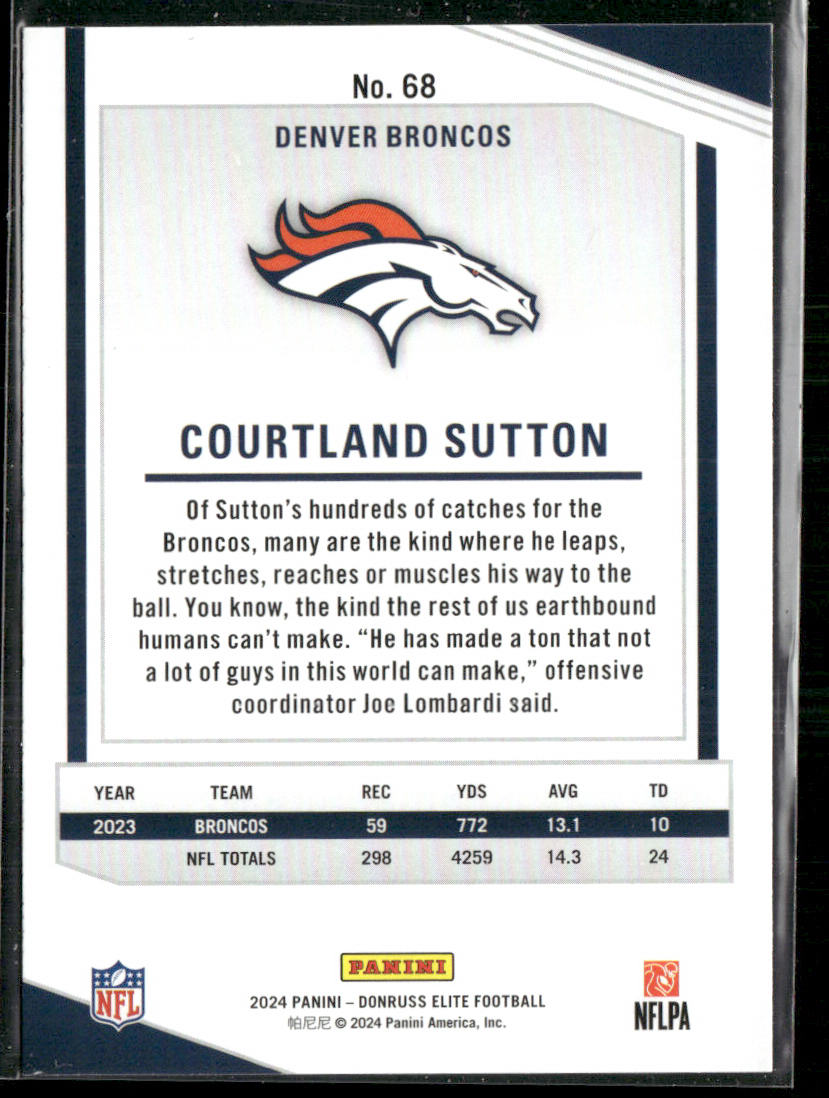 Courtland Sutton 2024 Donruss Elite #68 Denver Broncos