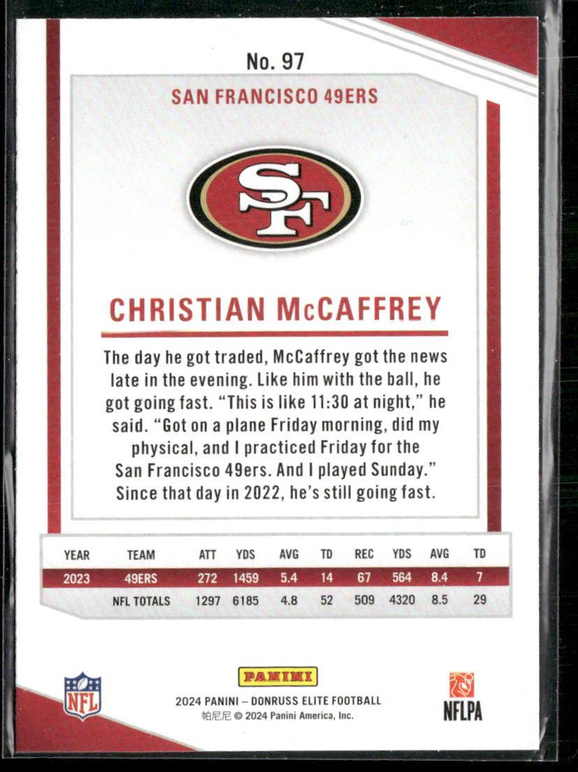 Christian McCaffrey 2024 Donruss Elite #97 San Francisco 49ers