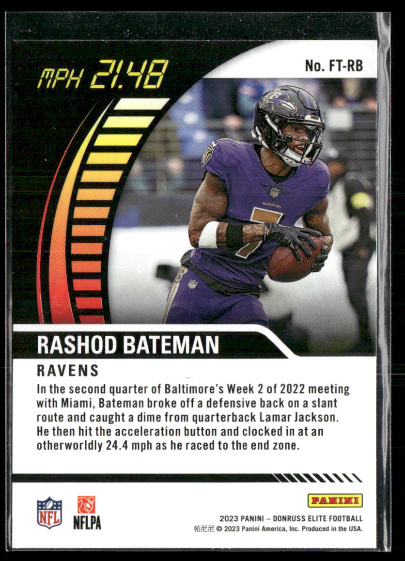 Rashod Bateman 2023 Donruss Elite Full Throttle Pink #FT-RB Baltimore Ravens