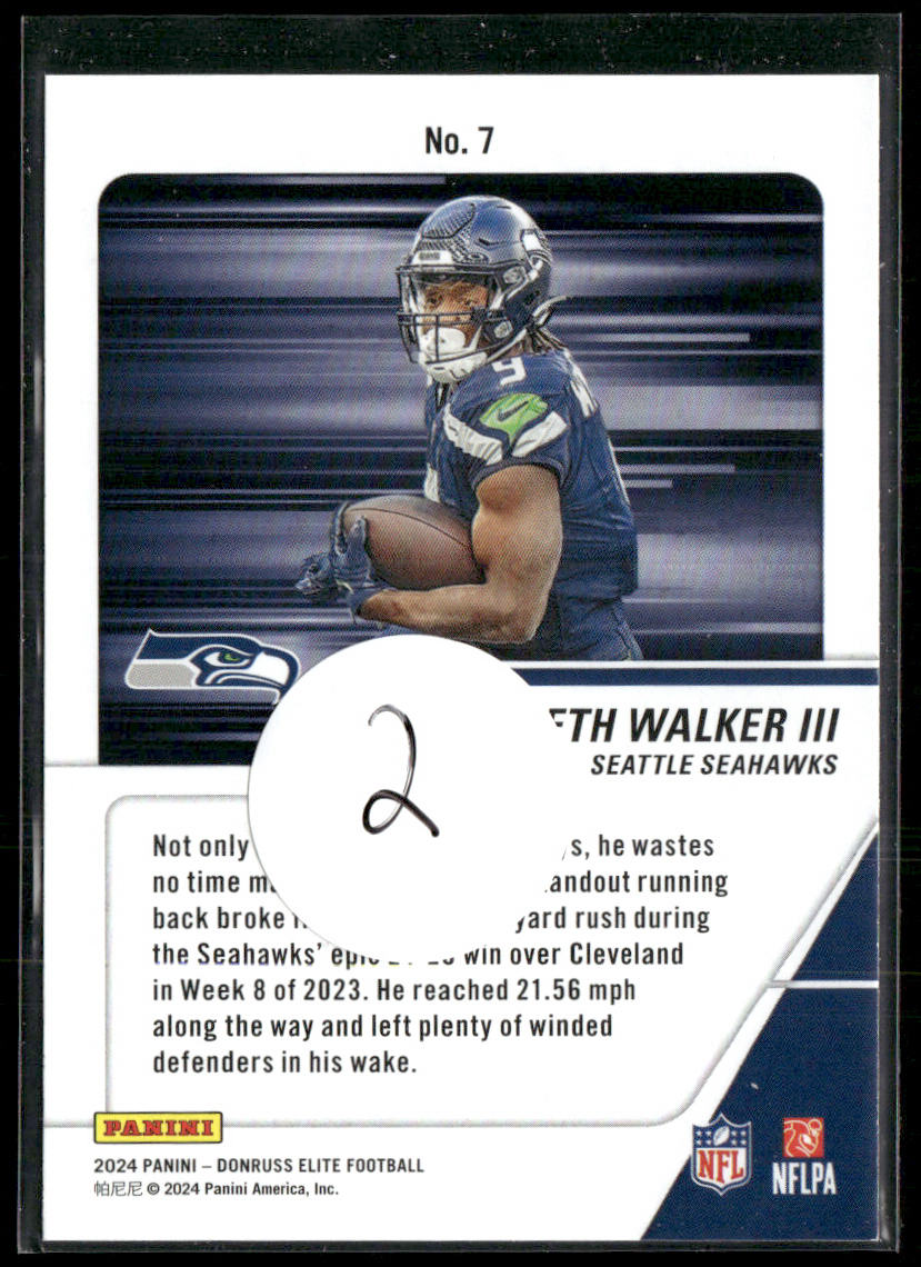 Kenneth Walker III 2024 Donruss Elite Full Throttle Green #7 Seattle Seahawks