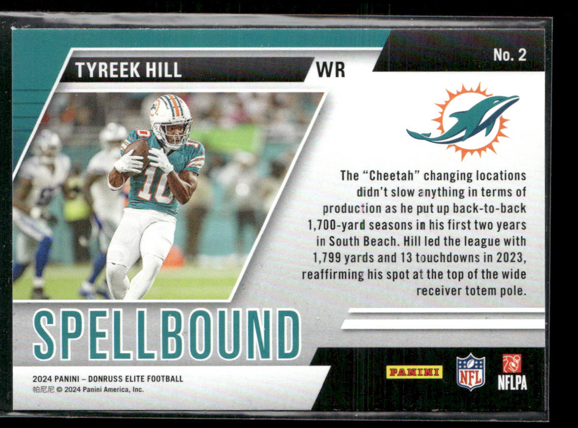 Tyreek Hill 2024 Donruss Elite Spellbound Green #2 Miami Dolphins