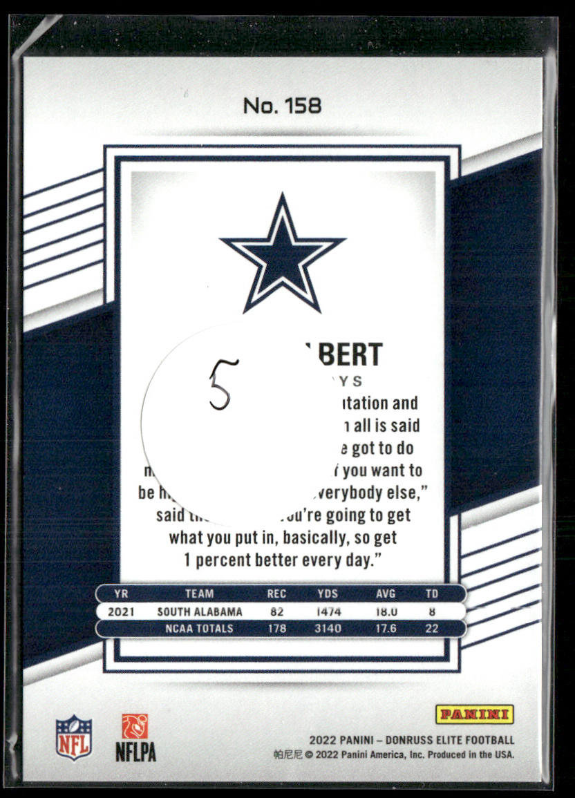 Jalen Tolbert 2022 Donruss Elite Aspirations Shimmer #158 SN,RC Dallas Cowboys
