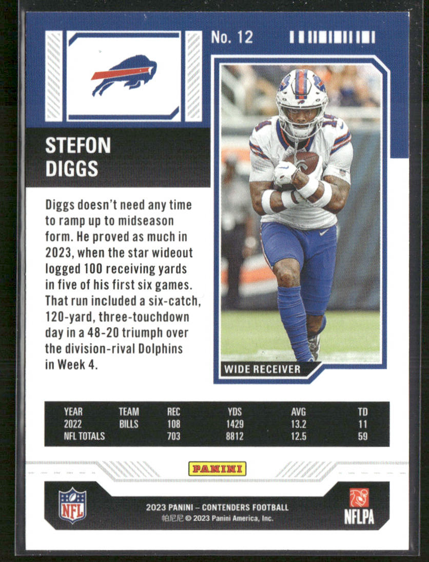 Stefon Diggs 2023 Panini Contenders #12 Buffalo Bills