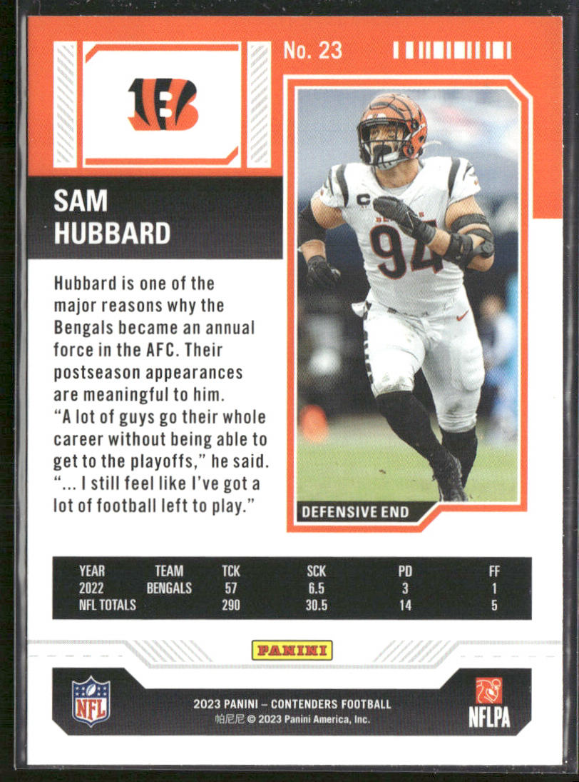 Sam Hubbard 2023 Panini Contenders #23 Cincinnati Bengals