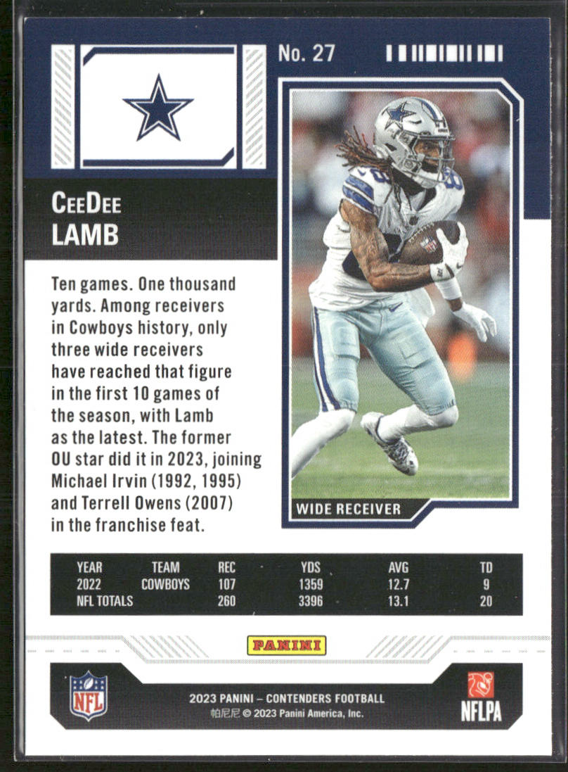 CeeDee Lamb 2023 Panini Contenders #27 Dallas Cowboys