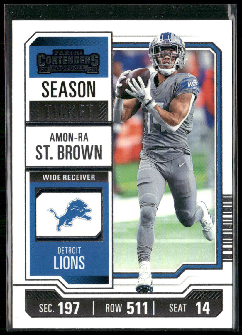 Amon-Ra St. Brown 2023 Panini Contenders Season Ticket Retail #34 Detroit Lions