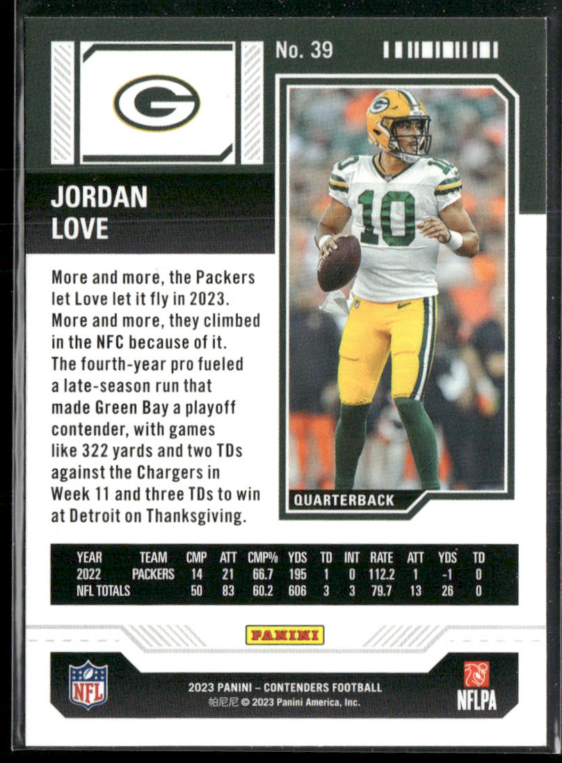Jordan Love 2023 Panini Contenders #39 Green Bay Packers