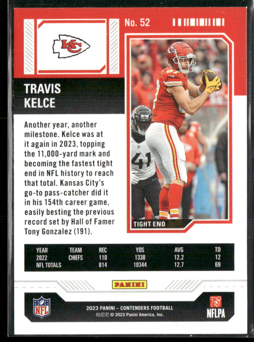 Travis Kelce 2023 Panini Contenders Season Ticket Retail #52 Kansas City Chiefs