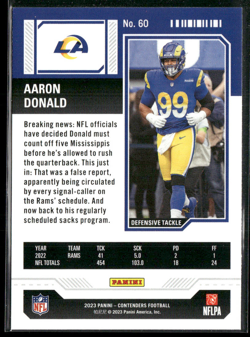 Aaron Donald 2023 Panini Contenders #60 Los Angeles Rams
