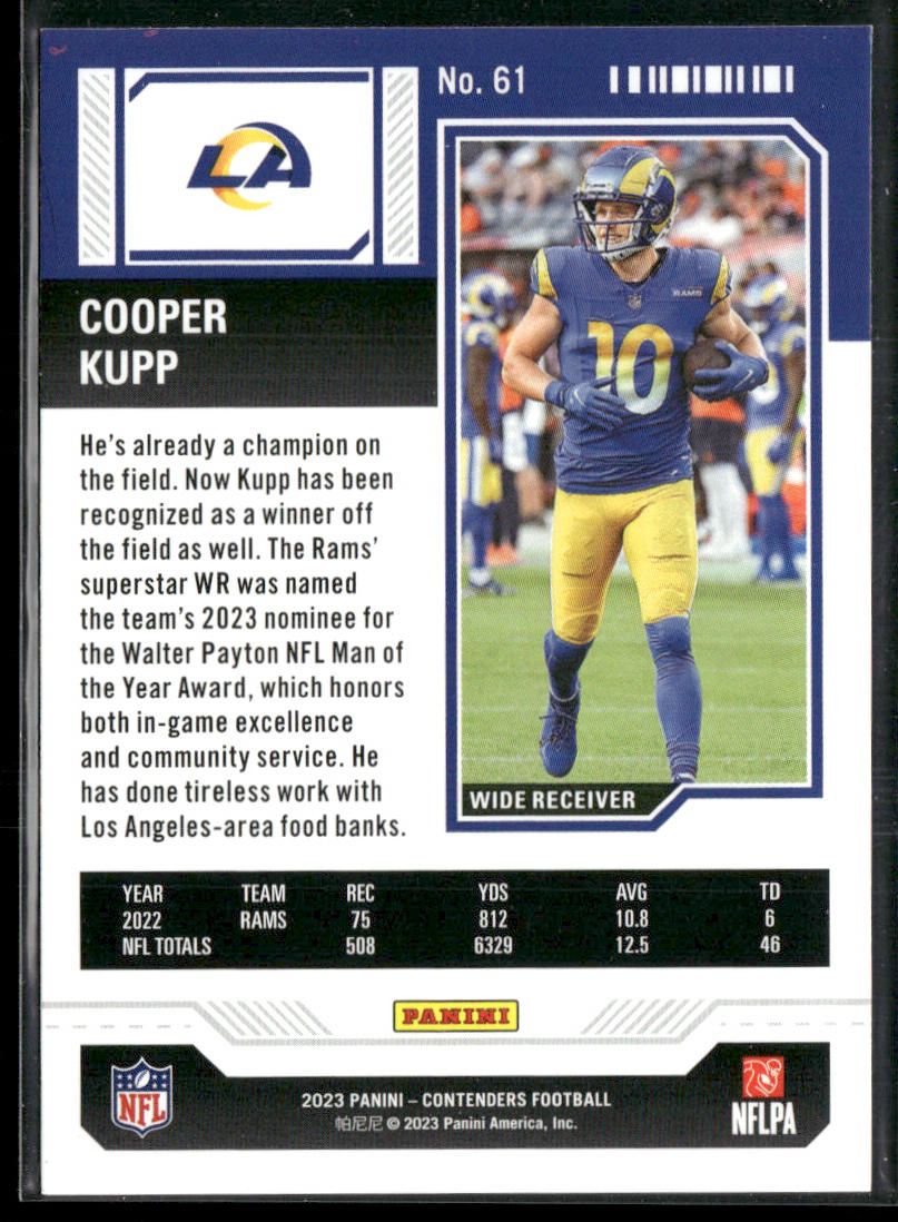 Cooper Kupp 2023 Panini Contenders #61 Los Angeles Rams