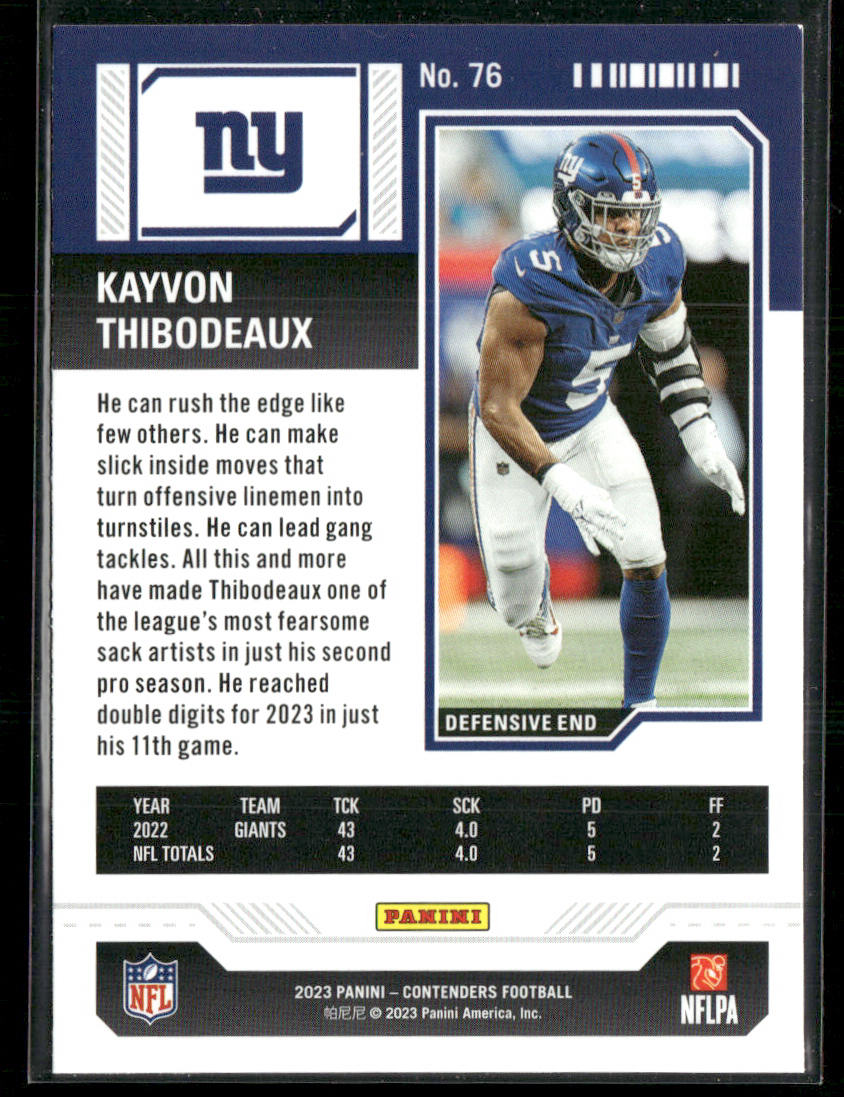 Kayvon Thibodeaux 2023 Panini Contenders #76 New York Giants