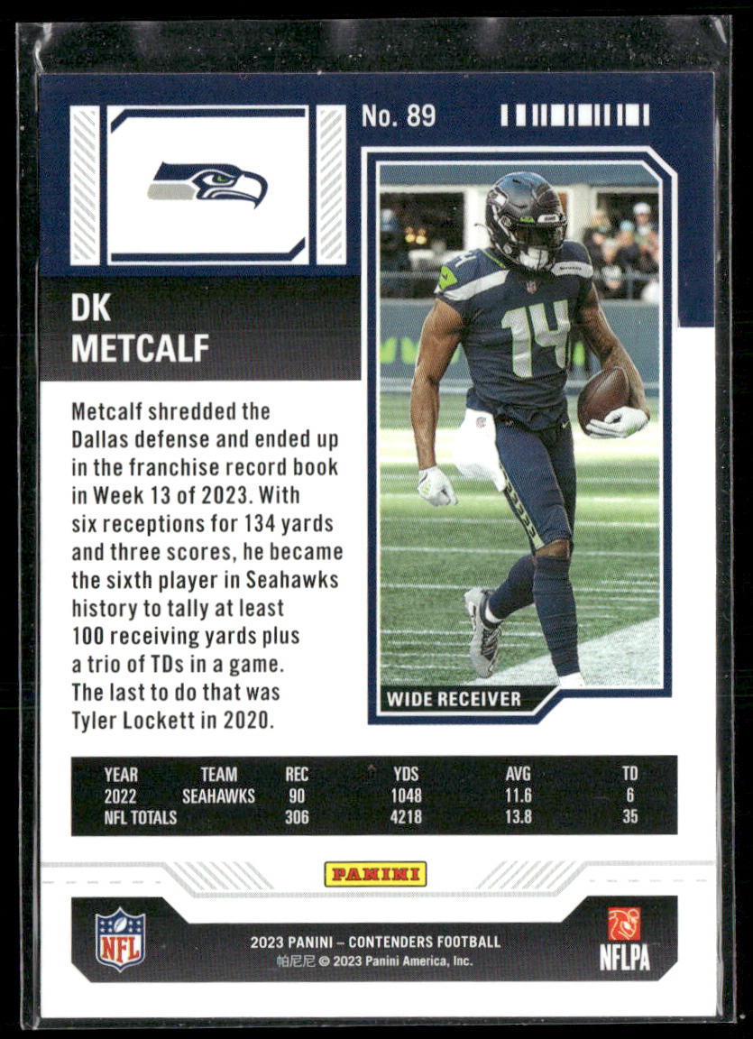 DK Metcalf 2023 Panini Contenders Season Ticket Retail #89 Seattle Seahawks