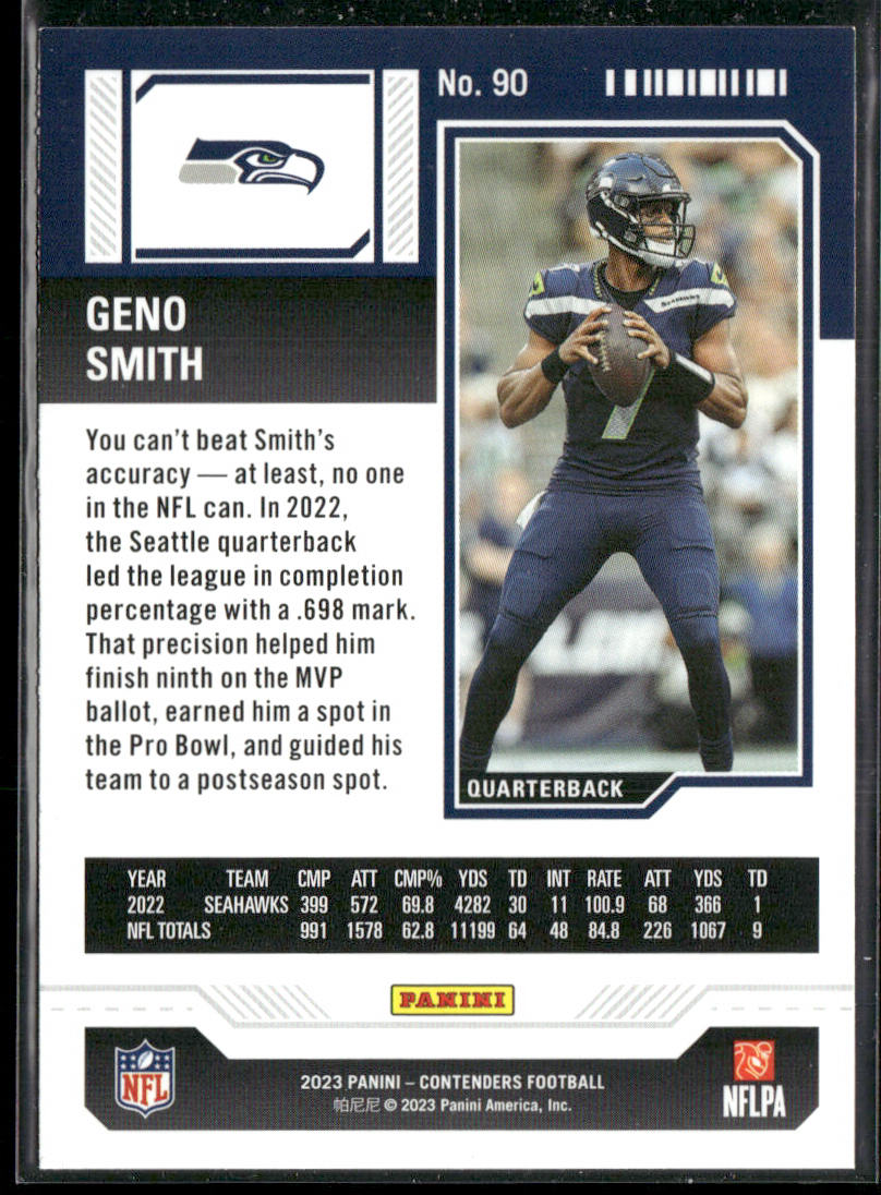 Geno Smith 2023 Panini Contenders Season Ticket Retail #90 Seattle Seahawks