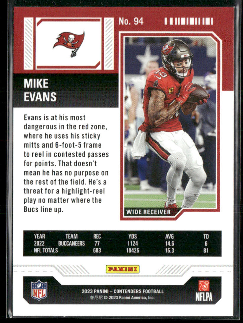 Mike Evans 2023 Panini Contenders Season Ticket Retail #94 Tampa Bay Buccaneers