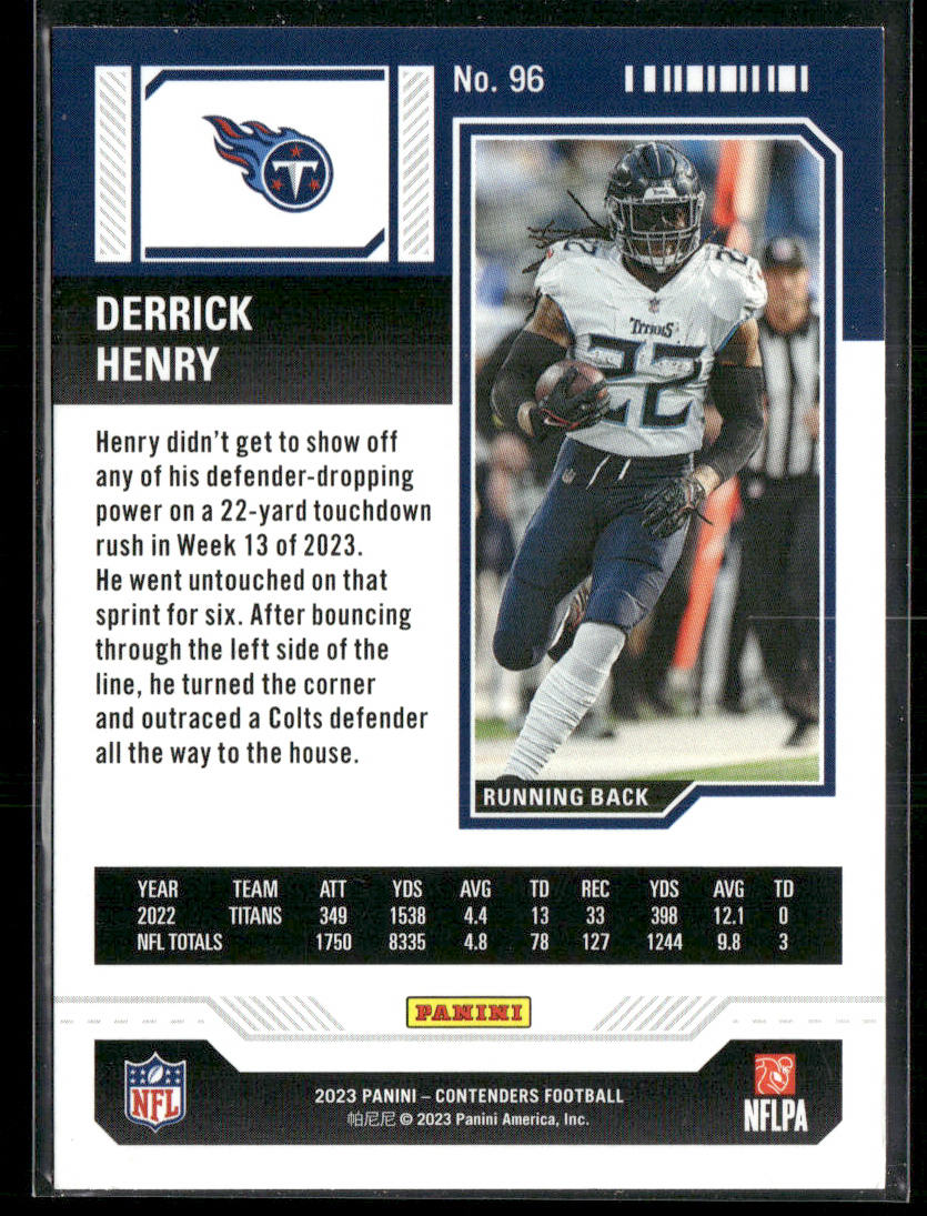 Derrick Henry 2023 Panini Contenders Season Ticket Retail #96 Tennessee Titans