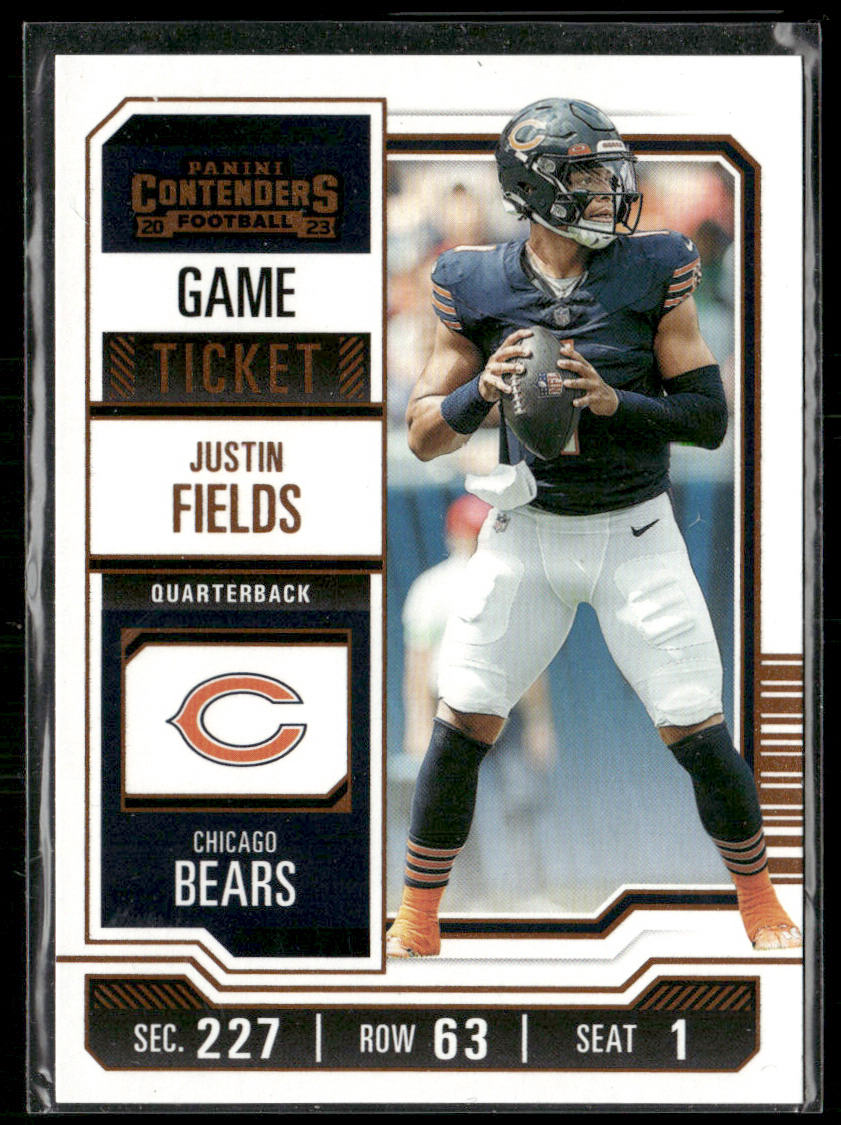 Justin Fields 2023 Panini Contenders Game Ticket Bronze #20 Chicago Bears