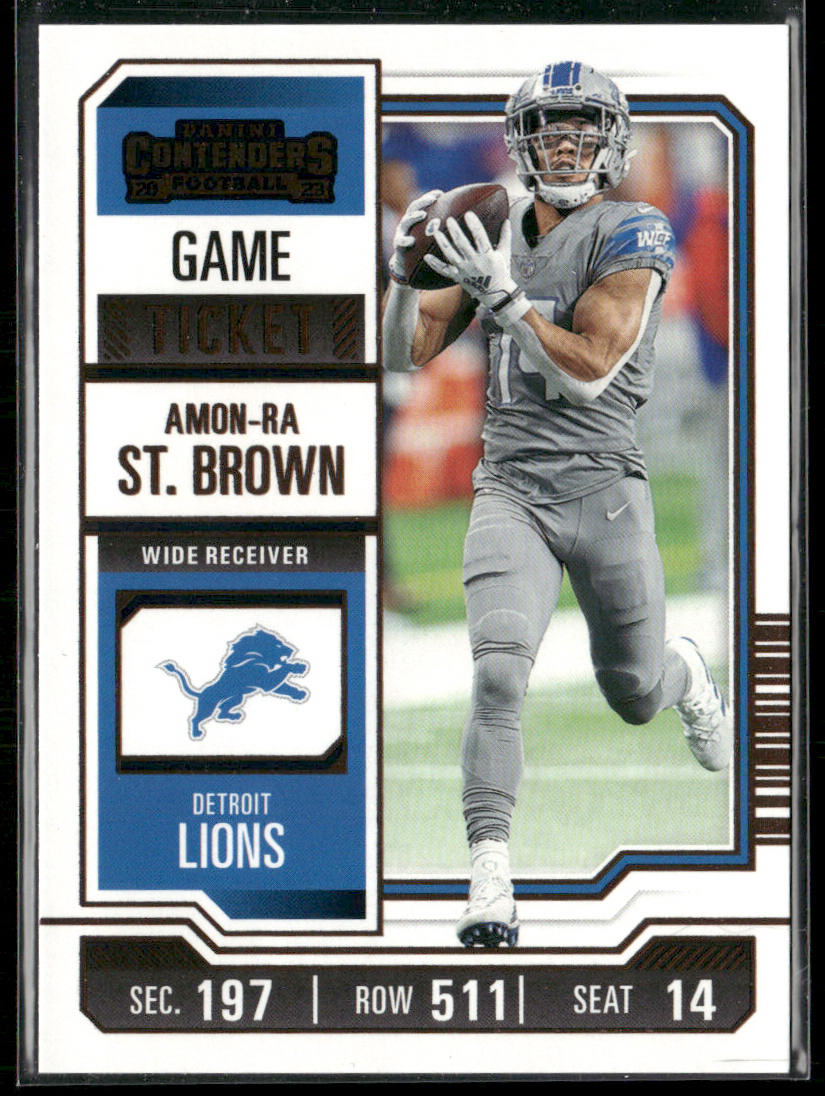 Amon-Ra St. Brown 2023 Panini Contenders Game Ticket Bronze #34 Detroit Lions