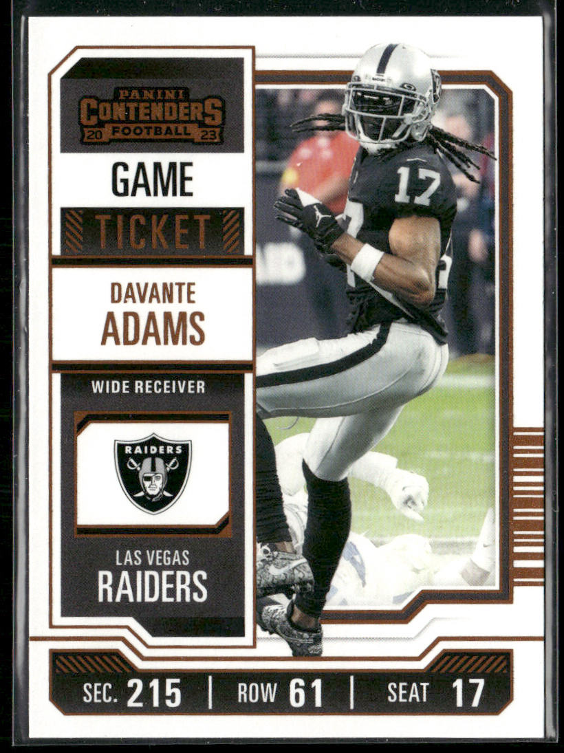 Davante Adams 2023 Panini Contenders Game Ticket Bronze #53 Las Vegas Raiders