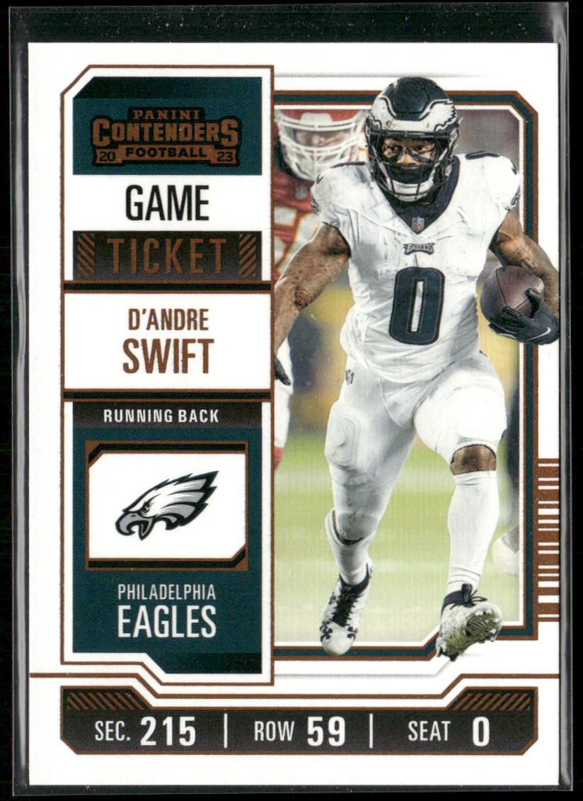 D'Andre Swift 2023 Panini Contenders Game Ticket Bronze #78 Philadelphia Eagles