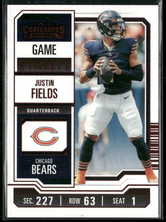 Justin Fields 2023 Panini Contenders Game Ticket Red #20 Chicago Bears