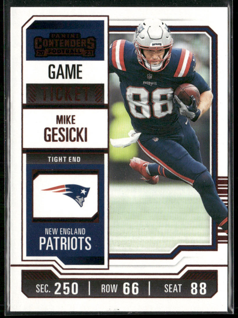Mike Gesicki 2023 Panini Contenders Game Ticket Red #70 New England Patriots