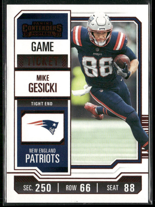 Mike Gesicki 2023 Panini Contenders Game Ticket Red #70 New England Patriots