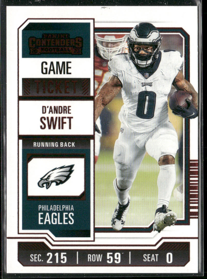 D'Andre Swift 2023 Panini Contenders Game Ticket Red #78 Philadelphia Eagles