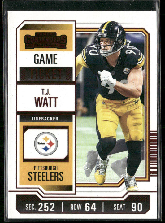 T.J. Watt 2023 Panini Contenders Game Ticket Red #85 Pittsburgh Steelers
