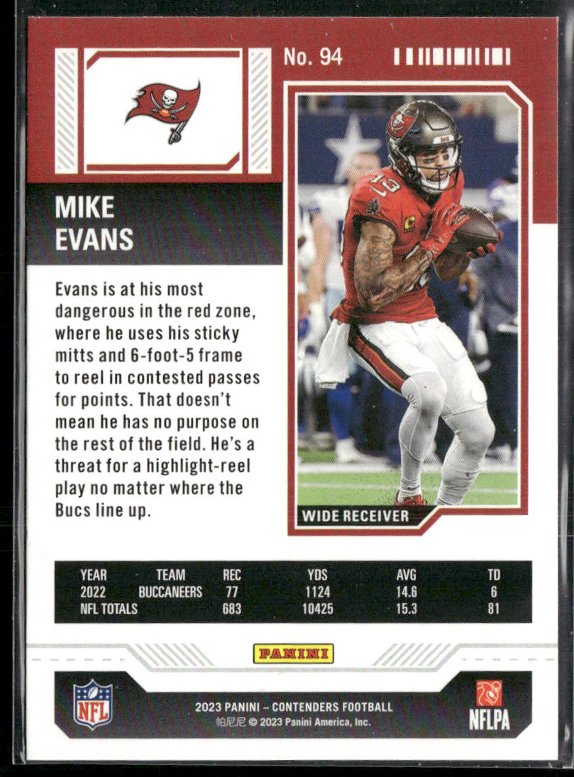 Mike Evans 2023 Panini Contenders Game Ticket Red #94 Tampa Bay Buccaneers